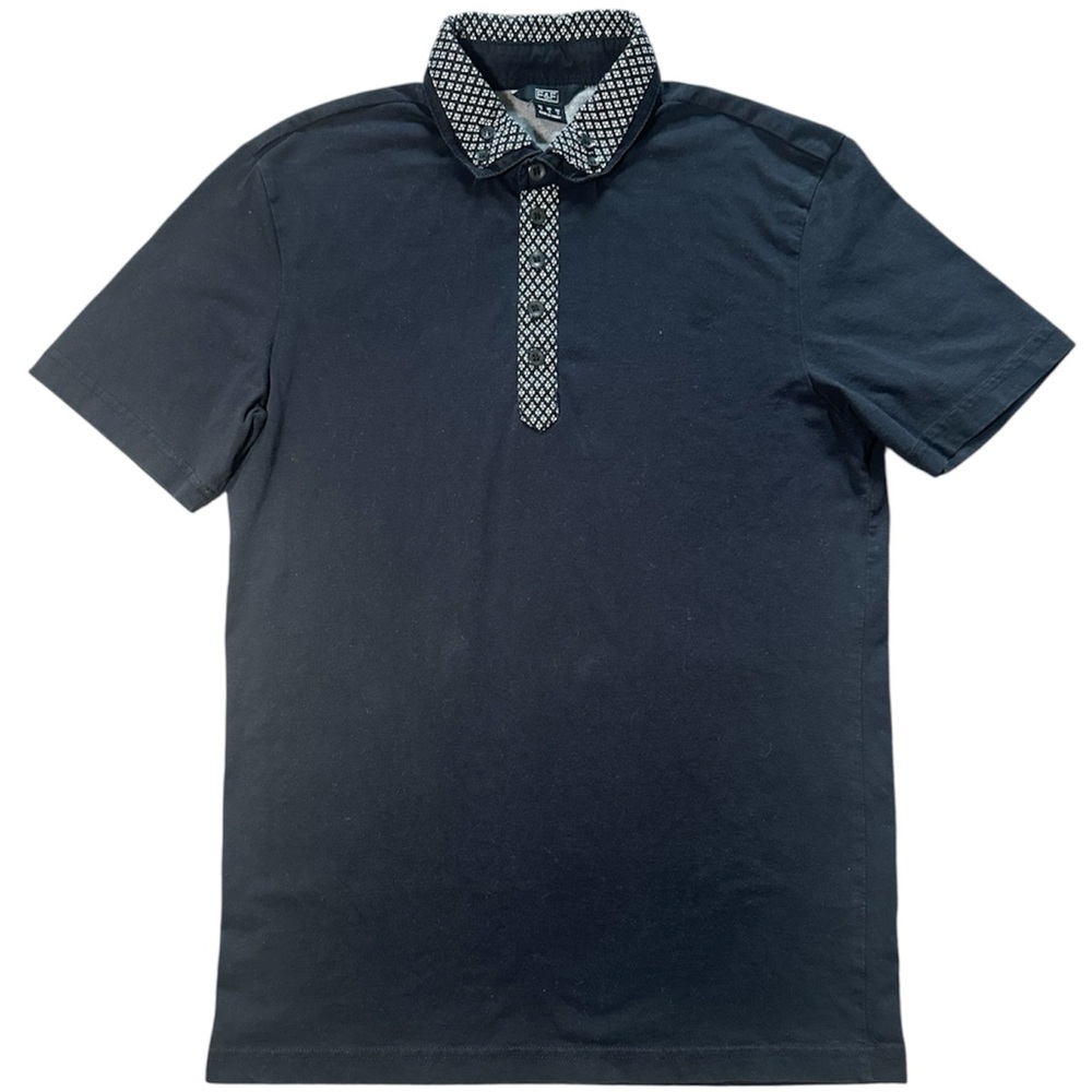 F&F Men's Black Polo Shirt Short Sleeve Cotton Collared Casual Size Small
